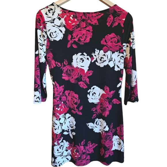 White House Black Market Tunic Stretch Asymmetrical Neckline Floral Women Small - Picture 6 of 7